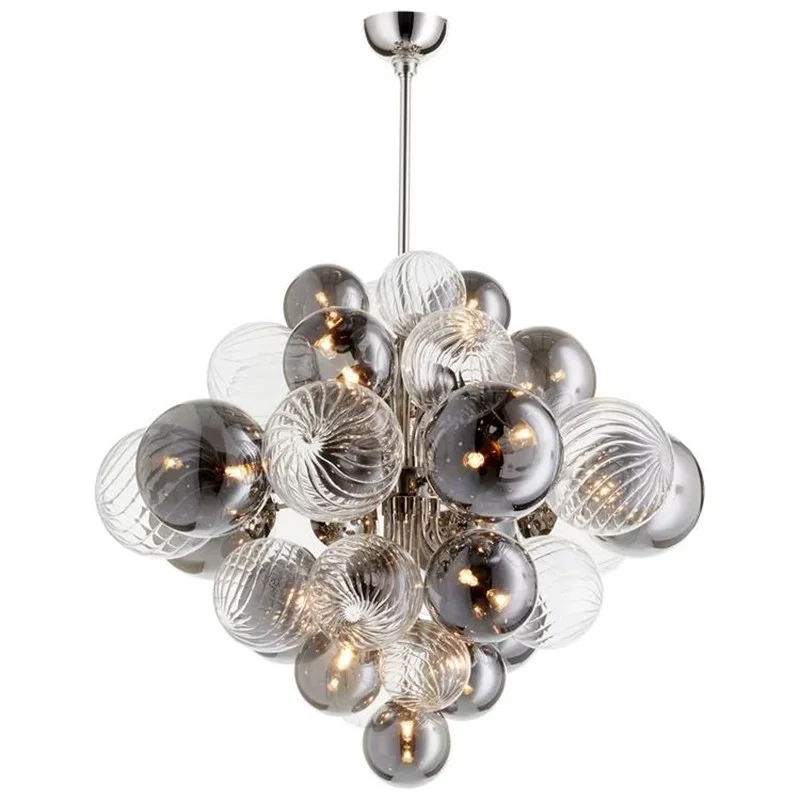 

Light LED Art Chandelier Pendant Lamp Creative Postmodern Chrome Dining Living Glass Ball Hanging Fixtures Bedroom Lobby G9