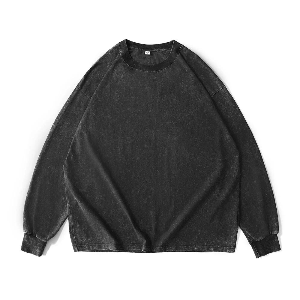 

New Men's and Women's spring and autumn Long sleeved Washed Old Vintage High Quality Cotton Loose Round Neck Sweater
