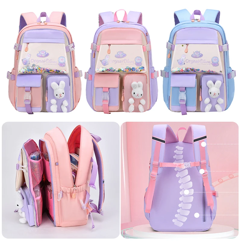 

Рюкзак с милым кроликом для девочек-подростков, школьные ранцы на плечо для девочек и студентов детского сада, сумки для книг с мультипликационным рисунком, подарок на день рождения