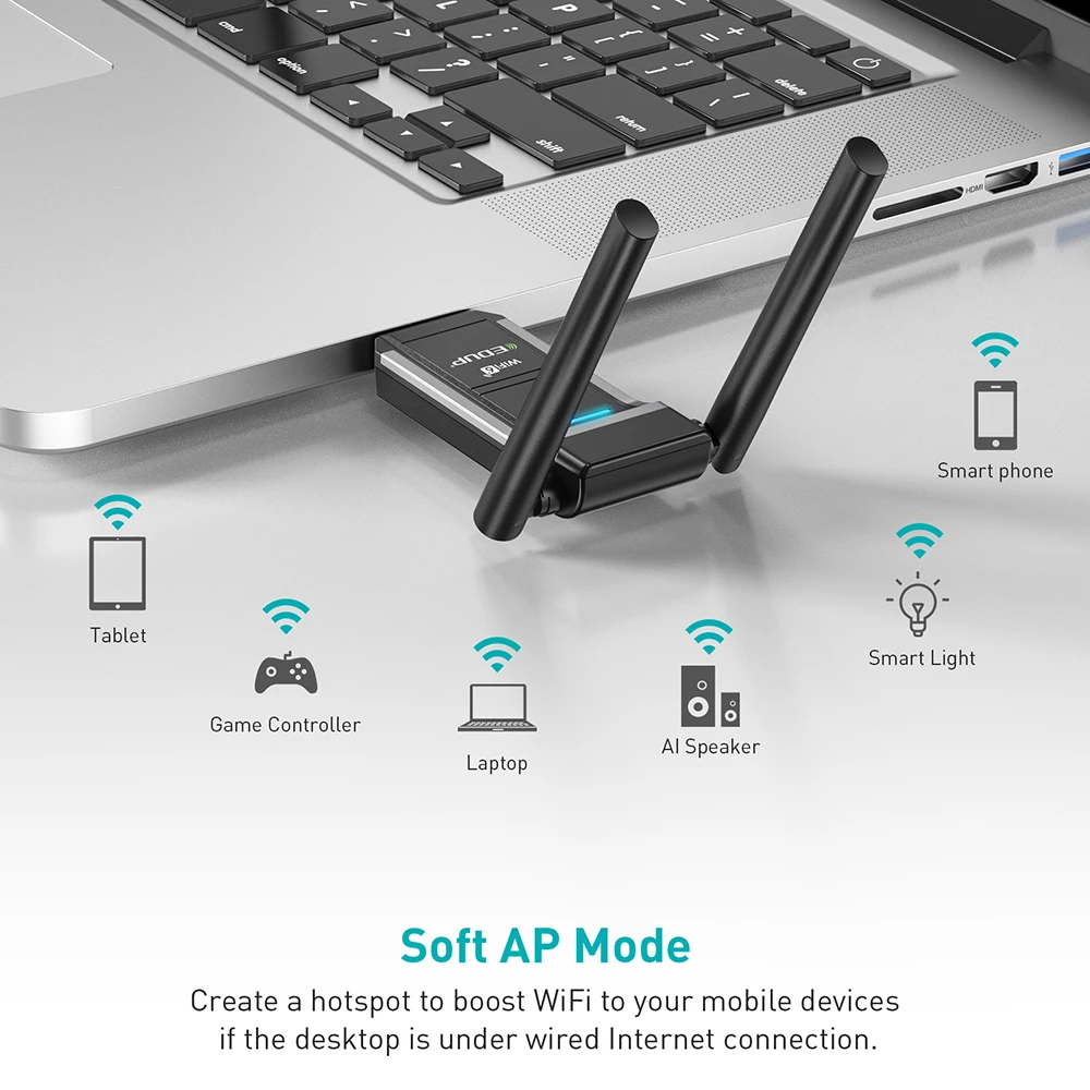 USB-адаптер EDUP WiFi6 двухдиапазонный 802.11AX для Windows 10/11 |
