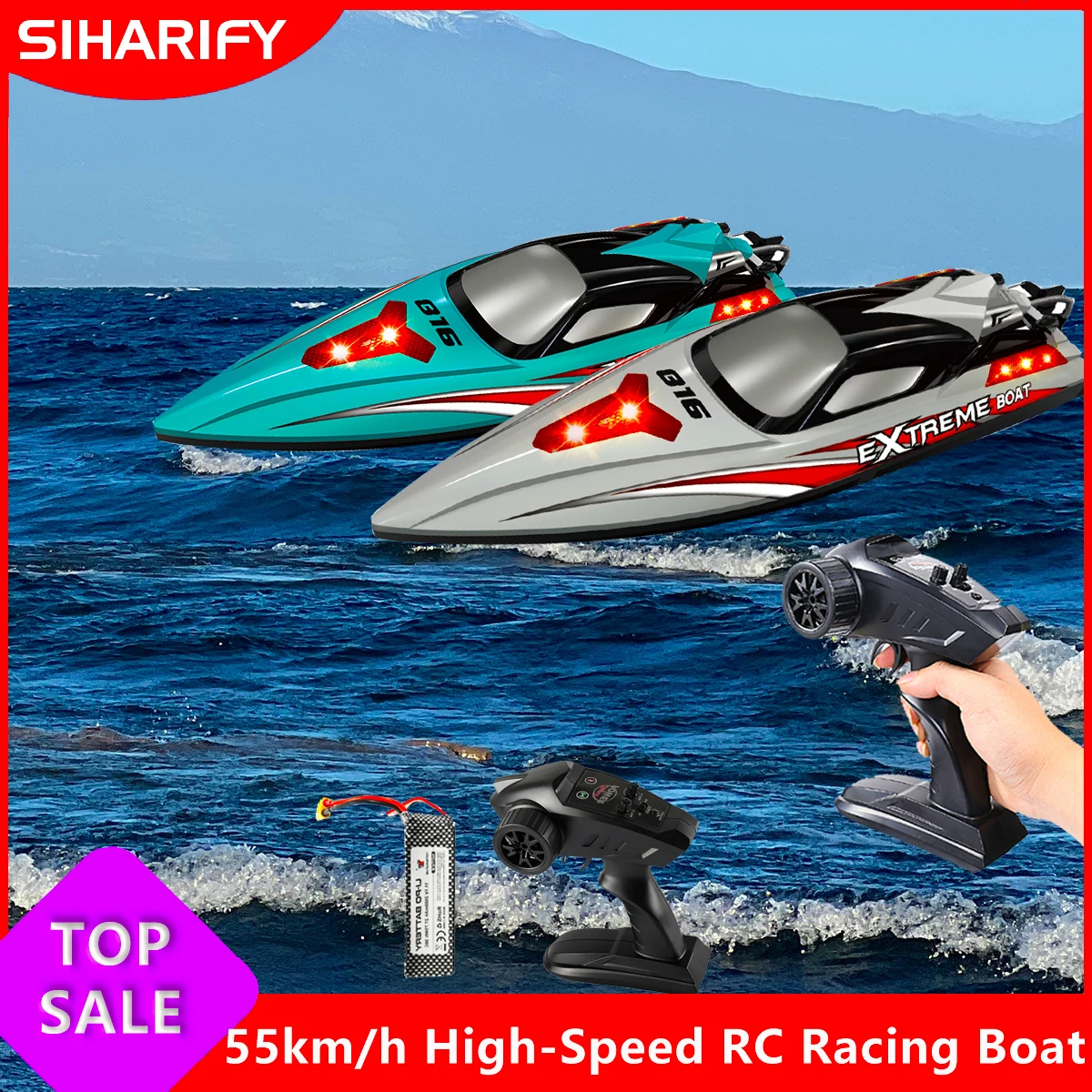 Скоростная лодка на радиоуправлении, водонепроницаемая, 2,4 ГГц, 55 км/ч