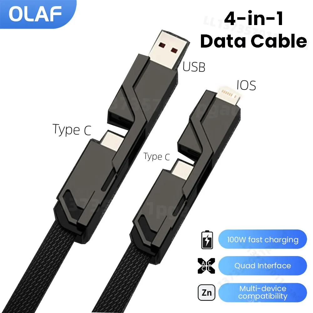 

Olaf 4 in 1 Fast Charging Cable USB Type C Cable For Samsung Xiaomi Huawei Mobile Phone Fast Charge USB Charger Cables Data Cord