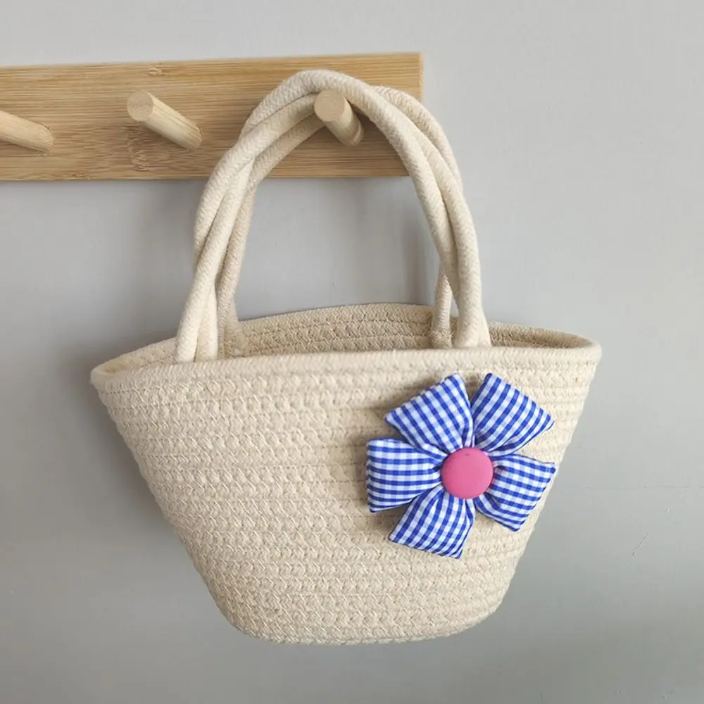 Симпатичная хлопковая веревочная Сумка-тоут красочная цветочная женская сумка