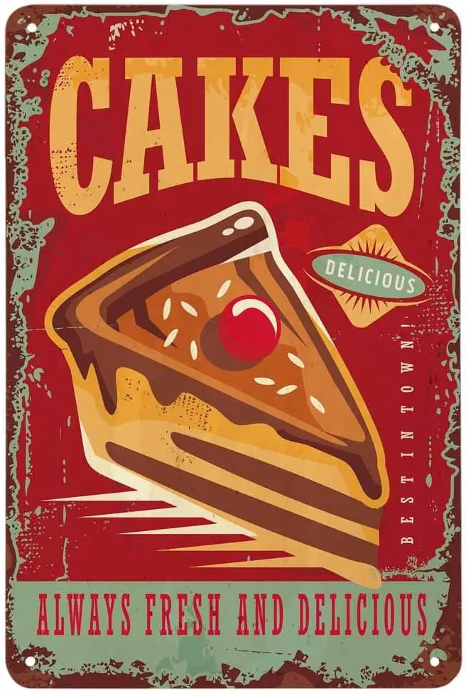 Жестяная вывеска AOYEGO Cakesshop сладкий шоколадный торт свежие и вкусные винтажные