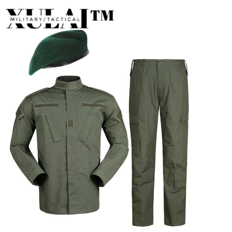 Men's Sets Army Green Army Uniform ACU Ribstop Military Uiforms With Beret