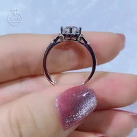 sun flower design real moissanite rings size 6 5mm 1ct resizable adjustable ring 14k white gold plated 925 silver lab diamond