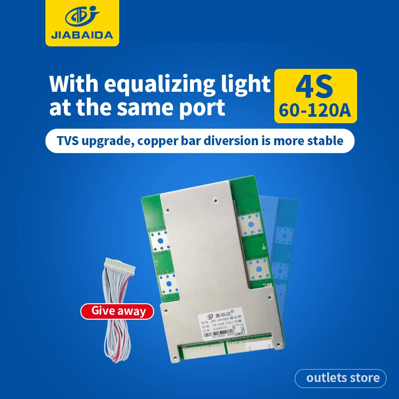 

JBD BMS 3S 4S 7S 8S 10S 13S 14S 16S 17S 20S 21S 24S 28S BMS Lifpeo4 3.2V Lithium Battery Balance Board For DIY 60A 80A 100A 120A