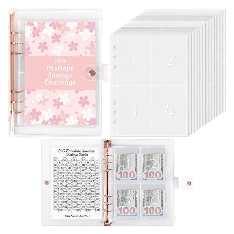 

100 Savings Challenge Binder 100 Days Budget Wallet Planner Binder Portable Expense Wallet For Budgeting And Saving Money