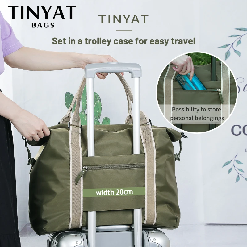 TINYAT Large Women's Travel Bags WaterProof Gym Tote Bags Yoga Sport Crossbody Duffle Bags Female Luggage Handbags Organizer