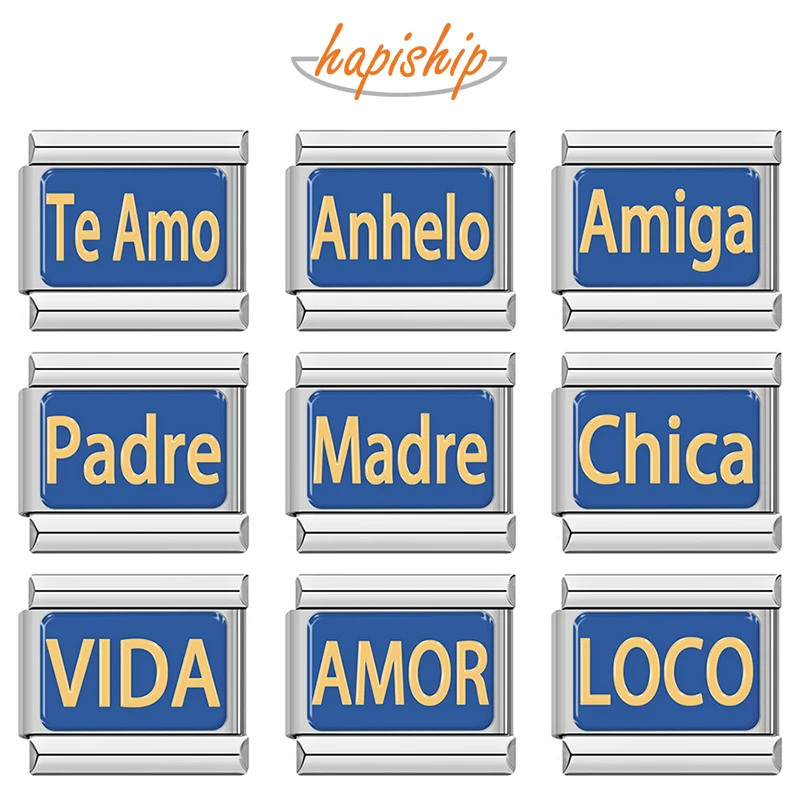 Фото Hapiship оптовая продажа для женщин Loco Madre Te Amo Amor итальянский шарм подходит для браслета из нержавеющей стали 9 мм Прямая поставка подарочные ювелирные изделия TZ058 №1