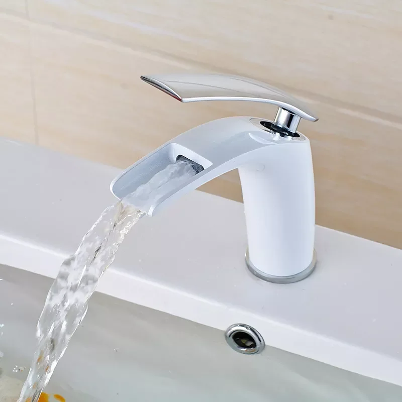 

Basin Faucets white Waterfall Bathroom Faucet black Single handle Basin Mixer Tap Bath Faucet Brass Sink Water Crane taps