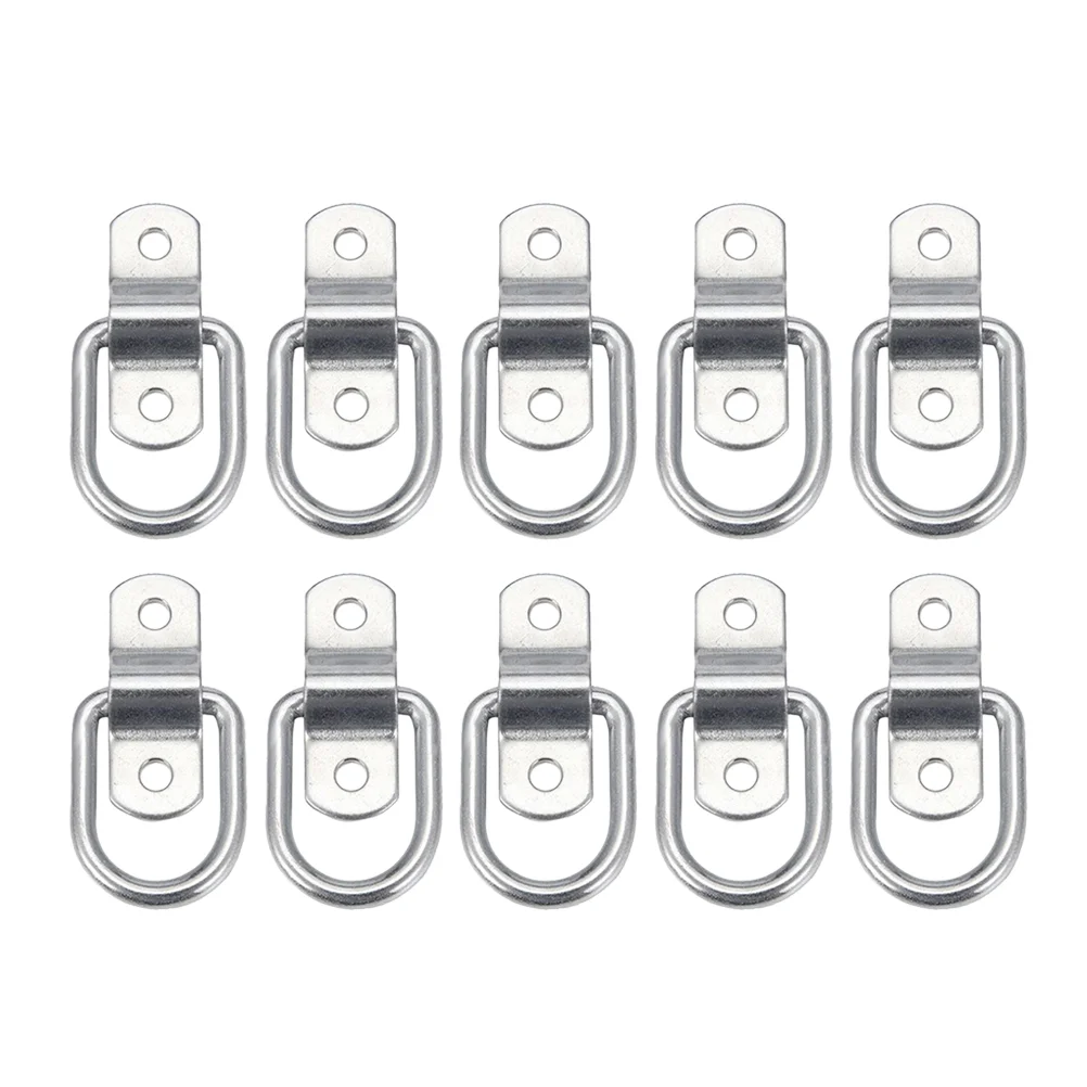 

10pcs Iron D Ring Tie Downs Cargo Trailer Anchors Points with Mounting Bracket (Silver)