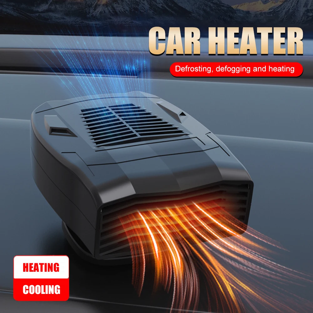 

12V 24V Car Heater 2 In 1 Portable Fan 180W Heating and Cooling 360-Degree Adjustable Defrosting Defogging Winter Heating Fan