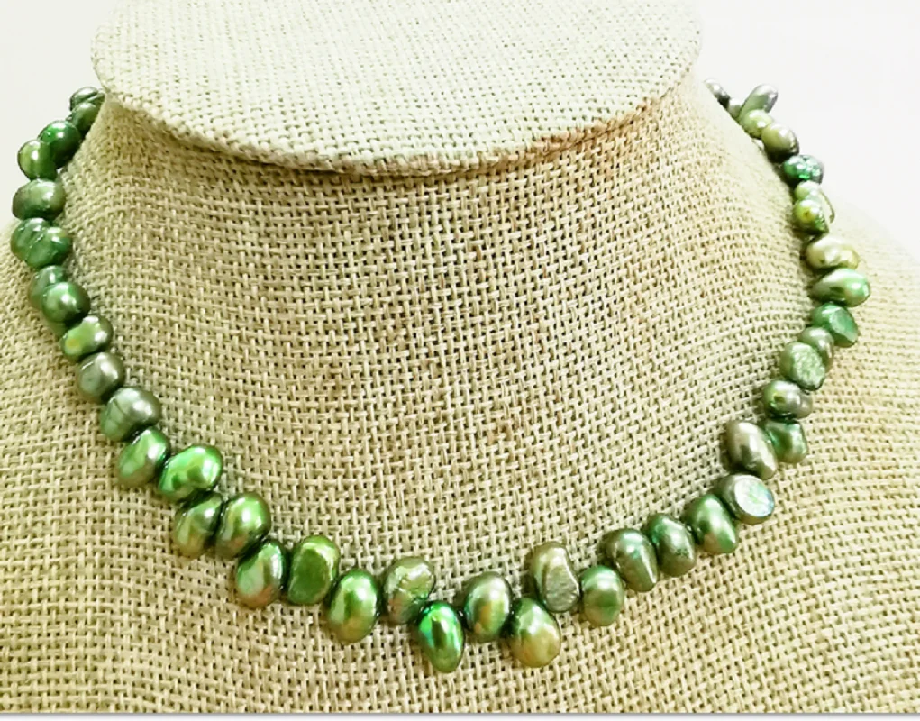 

Wholesale Around 15"5x9mm Natural Sea Black Green Unique Pearl Unfinished Nekclace DIY Jewelry Single Strand Women Pearls