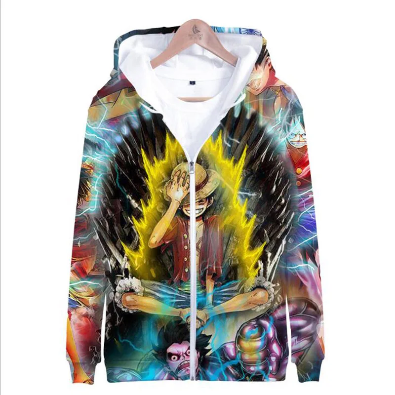 

Новинка 2022, толстовка с капюшоном в стиле аниме Луффи, мужские куртки, пальто с капюшоном, повседневные толстовки на молнии, мужской спортив...