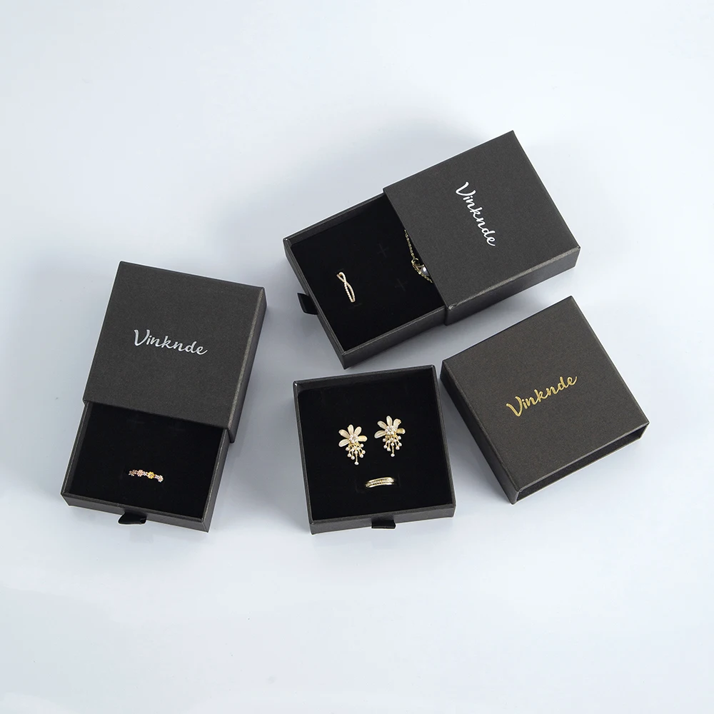 100-Pack Bulk Cardboard Jewelry Gift Necklace Drawing Box Custom Logo Package Slide Paper Box with Black Foam Wedding Gift Case