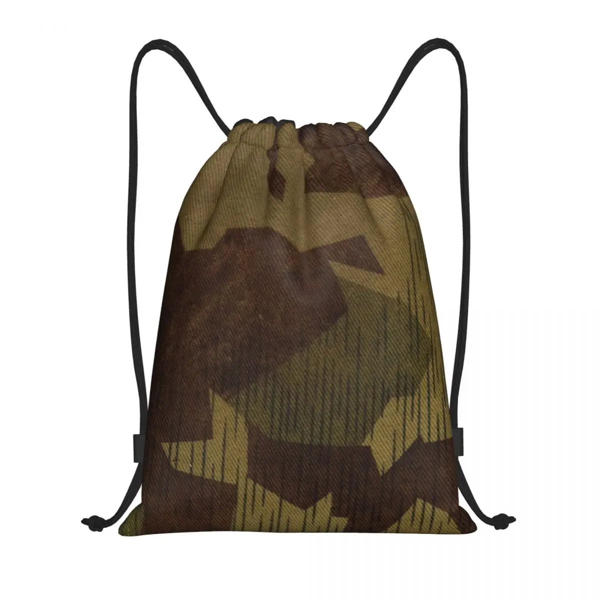 WW2 German Splittertarn Camo Drawstring Backpack Sports Gym Bag for Men Women Military Army Camouflage Training Sackpack
