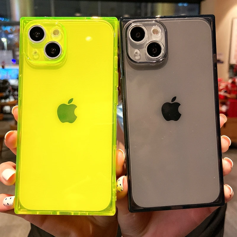 

Soft Candy Transparent Phone Case For iPhone 11 12 13 Pro Max XS X XR 7 8 Plus SE 2020 Fluorescent Bumper Back Cover