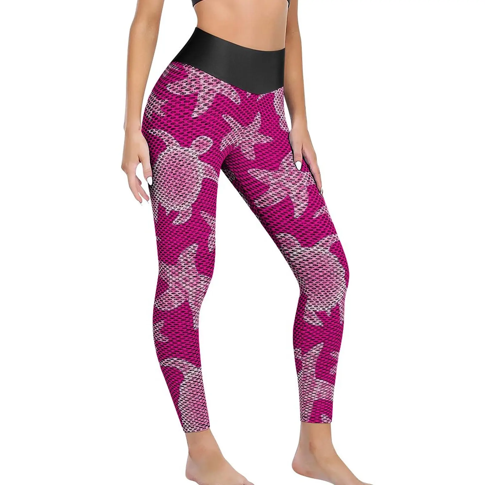 

Pink Turtles Leggings Cute Starfish Graphic Yoga Pants Push Up Running Yoga Leggings Female Sweet Elastic Sport Pants