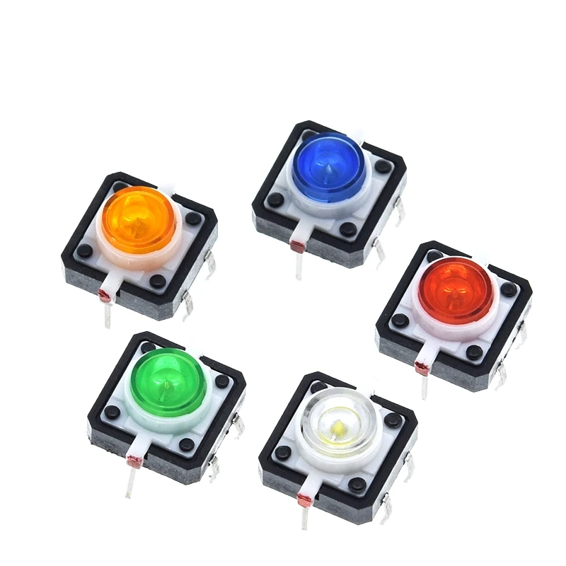 

TZT 12X12 Tactile Push Button Switch, 5 шт., красный, зеленый, синий, желтый, белый