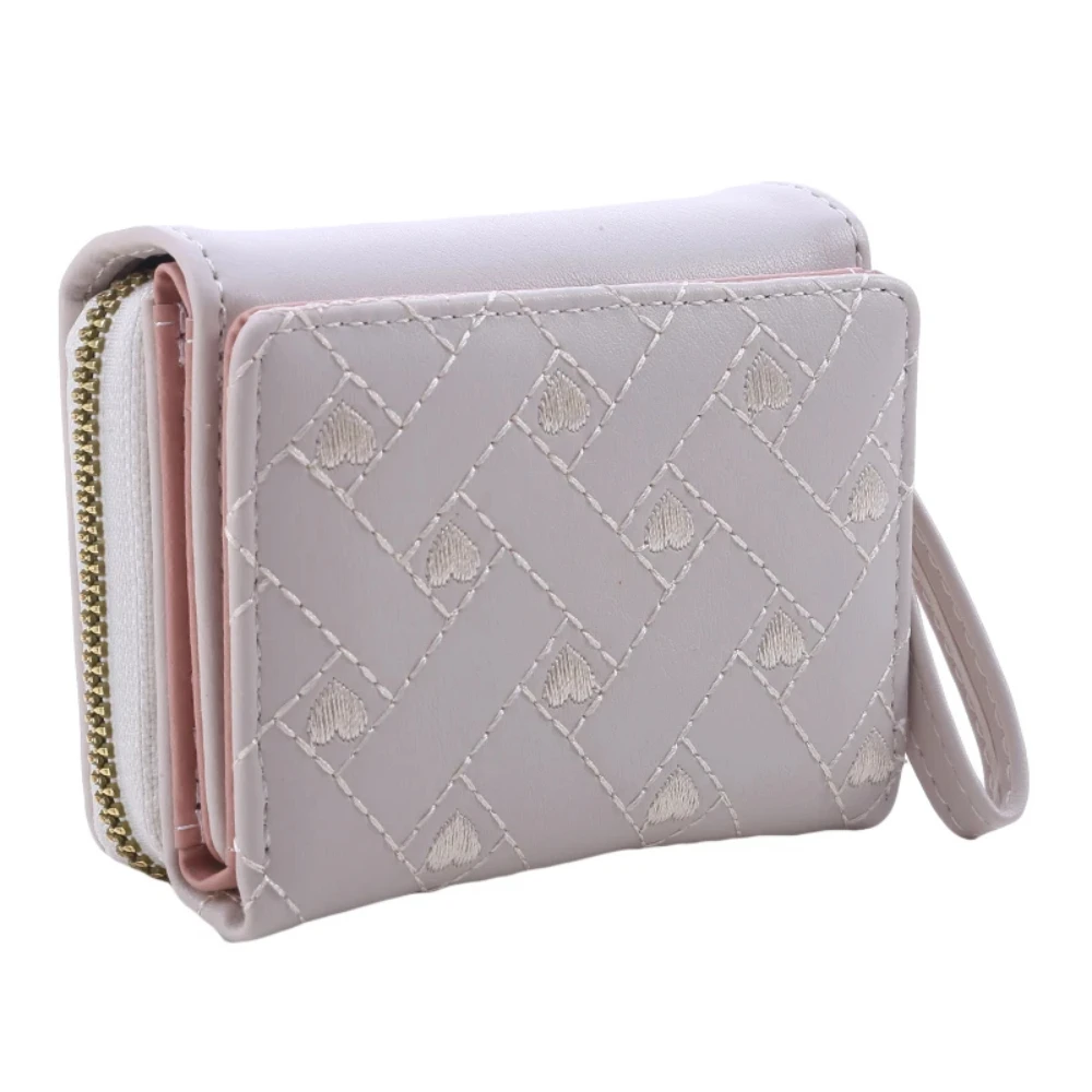 Женский Модный Короткий Кошелек С Вышитым Узором любовь Тройной Органайзер Из