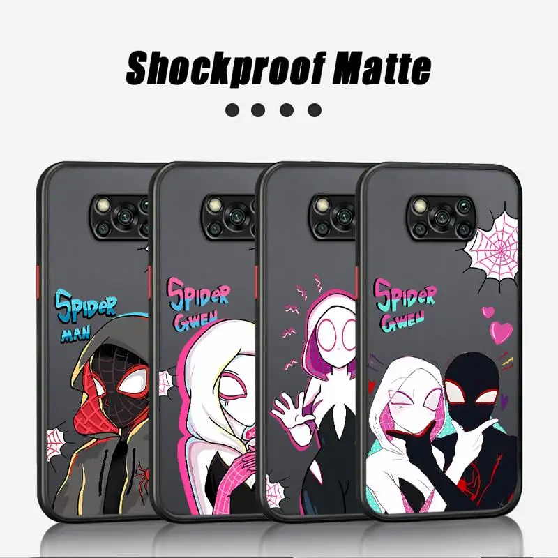 phone case for Xiaomi mi 14 13 11 lite 9t 10c 9a 12 10t pro 13c 11t Los casos matte frosted fundas Marvel Spider Man Gwen Love
