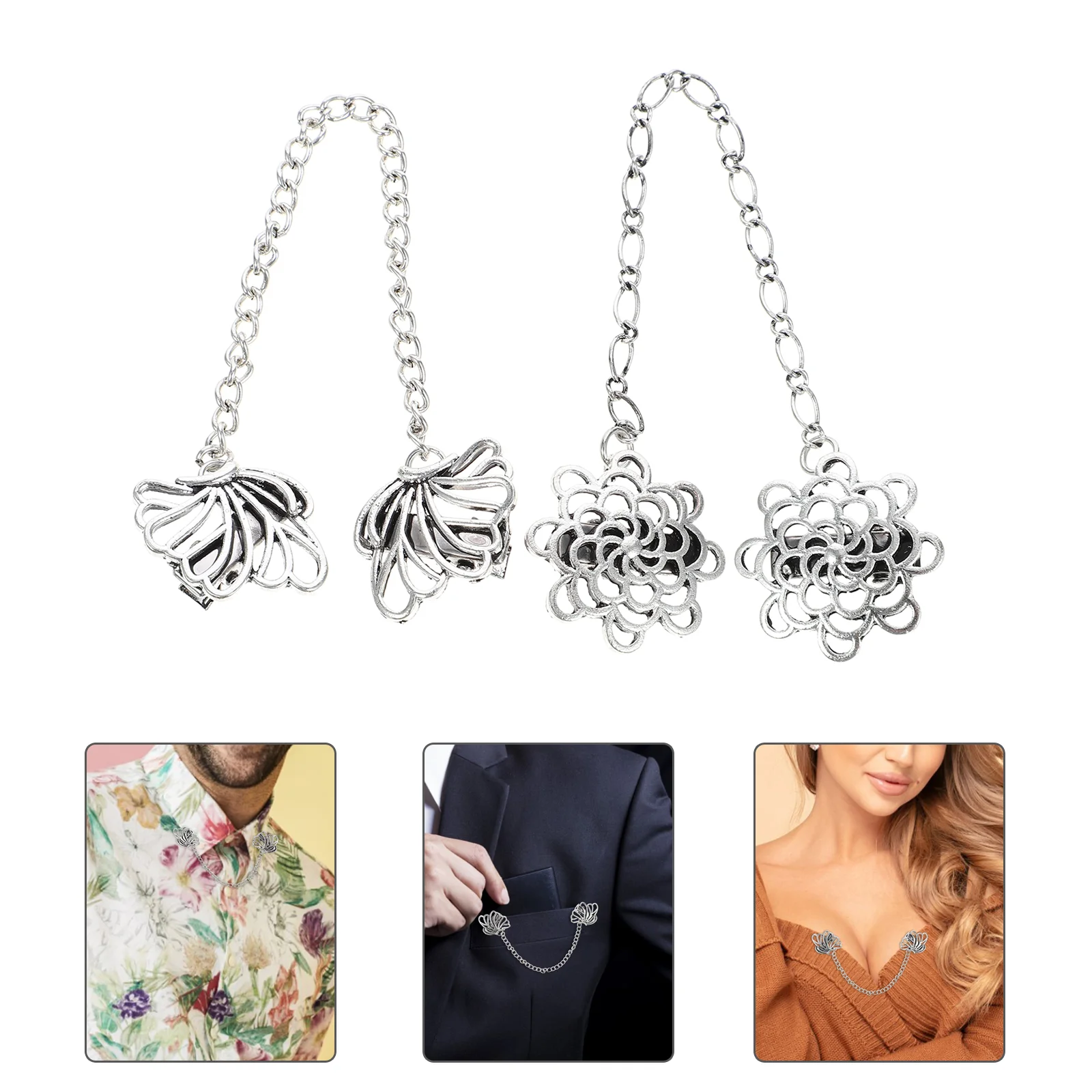

2pcs Collar Pin Zinc Alloy Suit Coat Breastpin Cardigan Clip Man Corsage
