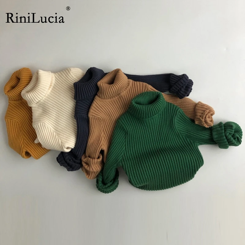 

RiniLucia Baby Solid Casual Basic Sweater Crewneck Kids Soft Wool Clothing for Boys Girls Autumn Winter Sweaters Top