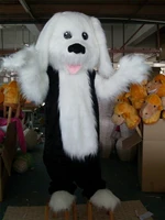 furry white black dog mascot costume suits adults cosplay party game dress cartoon outfits fursuit