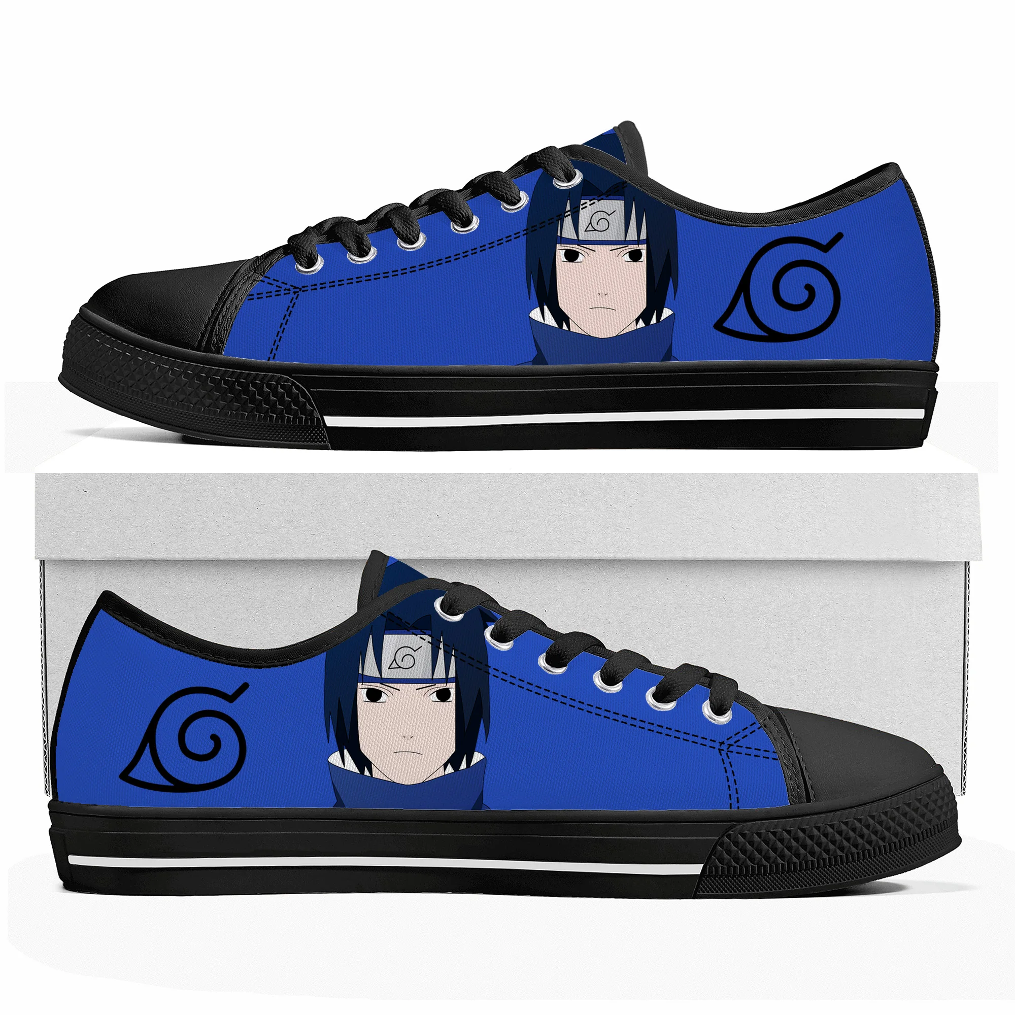 

Sasuke Anime Ninja Low Top Sneakers Uchiha Mens Womens Teenager Canvas High Quality Sneaker Casual Couple Shoes Custom Shoe