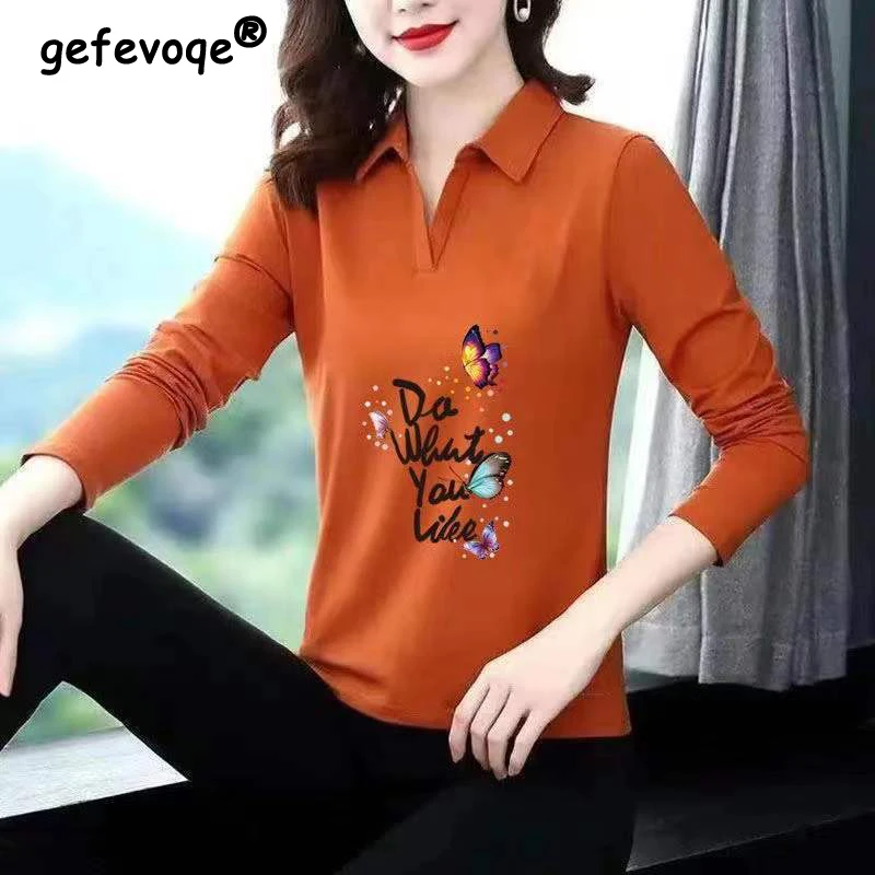 Женская хлопковая Футболка-поло с длинным рукавом и цветочным принтом