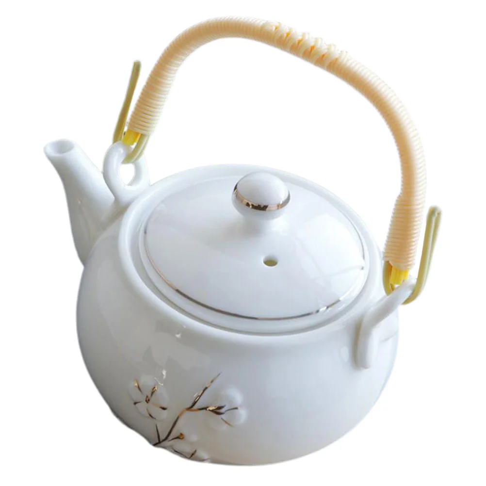 

Ceramic Tea Kettle with Nylon Wire Handle Delicate Tea Pot for Home Office