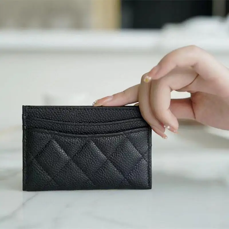 

AAAAA Top Quality Genuine Leather With LOGO ID Credit Card Wallet Coin Purse Cowhide Caviar Card Holder