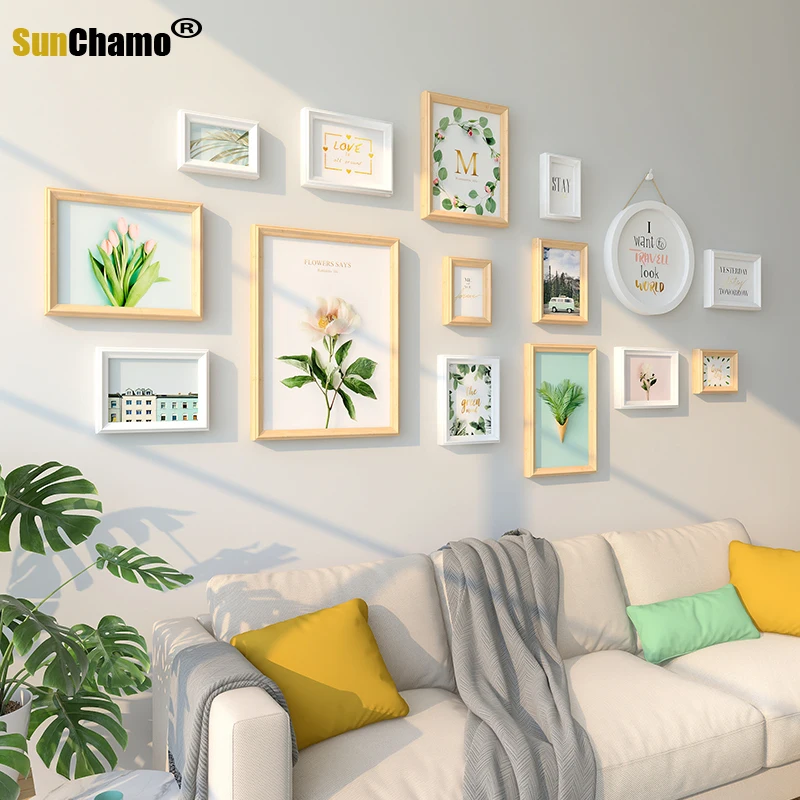 

Новинка 2022 г., настенная фоторамка Ins для гостиной, украшение для дома, подвесная комбинация, Креативные фотографии с принтом, без отверстий, ...