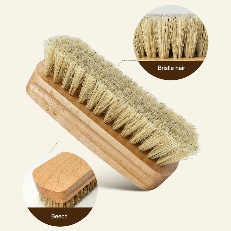 Pig Hair Waxing Brush Hard Bristle Brush Shoe Surface Cleani