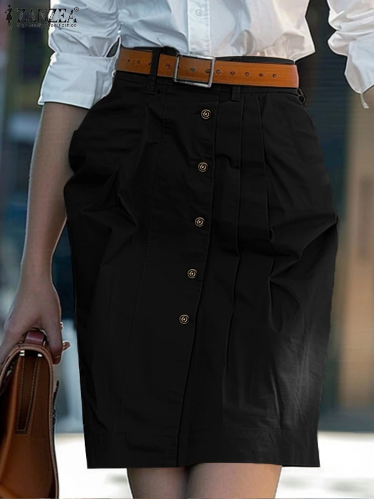 ZANZEA Элегантная юбка-карандаш на пуговицах Повседневная одежда 2025 Модные женские