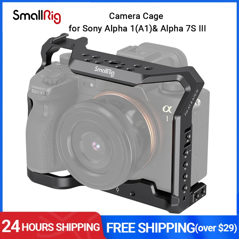 Полная Клетка SmallRig для Sony Alpha 1(A1) и Alpha 7S III A7S III со встроенной НАТО рейкой и креплением для холодного башмака-3241