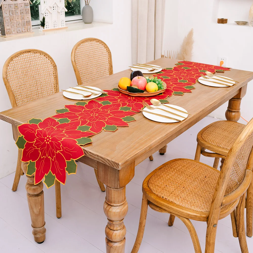 

New Christmas Decoration Christmas Flower Table Flag Christmas Restaurant Festive Atmosphere Decoration Home Layout Tablecloth