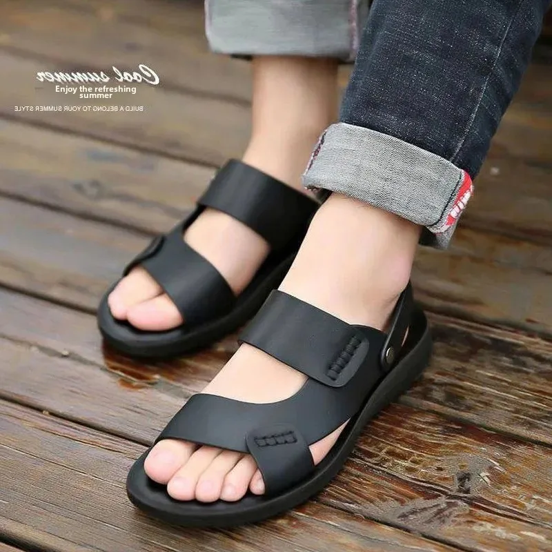 Мужские новые стильные повседневные тапочки на толстой подошве с мягкой