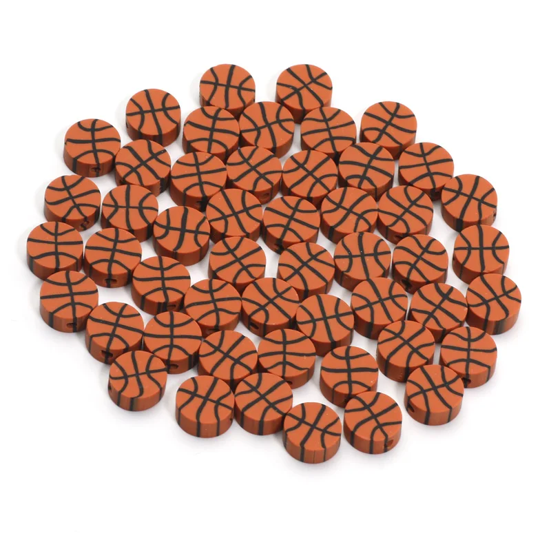 

Basketball Pattern Polymer Clay Beads Bracelet 20pcs Round Clay Spacer Beads For Jewelry Making DIY Jewelry Handmade Accessories