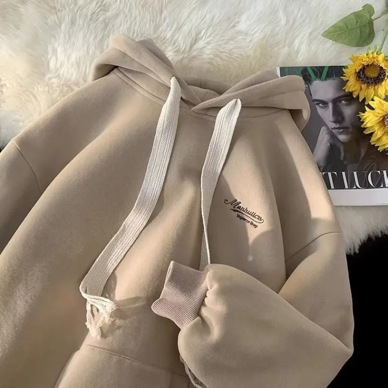 

Korean Women Casual Loose Hoodies Autumn Winter Long Sleeve Hooded Sweatshirt Harajuku Simple Tops Pullover Y2k Streetwear