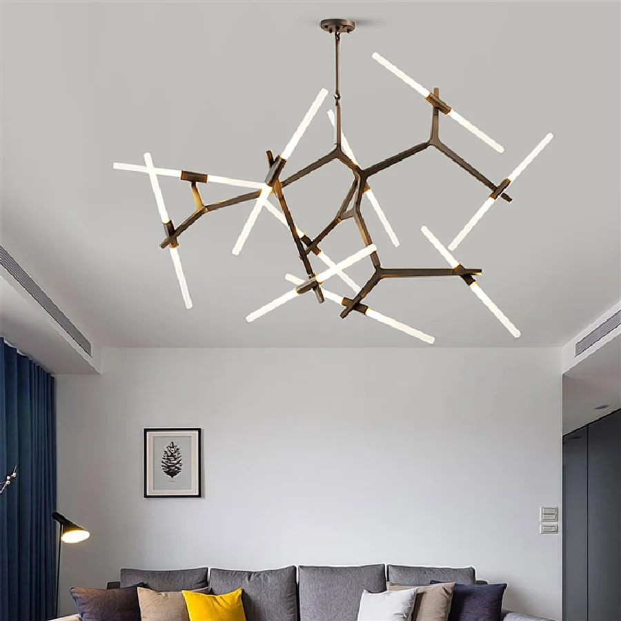 

LED Metal Chandelier Lamp Black Golden G4 Ceiling Pendant Light for Dining Room Living room Bedroom