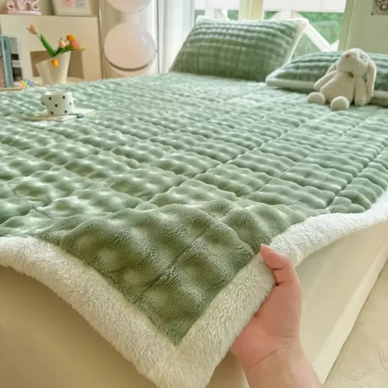 Зимние теплые плюшевые наматрасники супер мягкие одинарные двойные складные