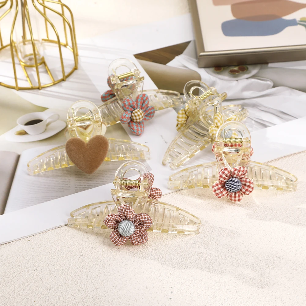 

New 11cm Flower Hair Crab Hairpins For Girls Sweet Headwear Barrettes Hair Clips Claw Women Ladies Ponytail Hair Accessories