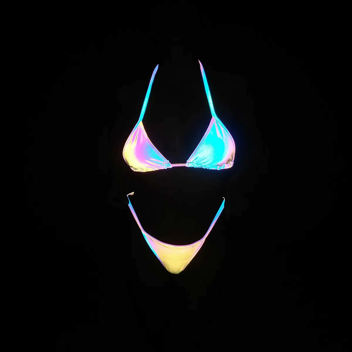 Купальник-бикини женский Светоотражающий с завышенной талией и разрезом |