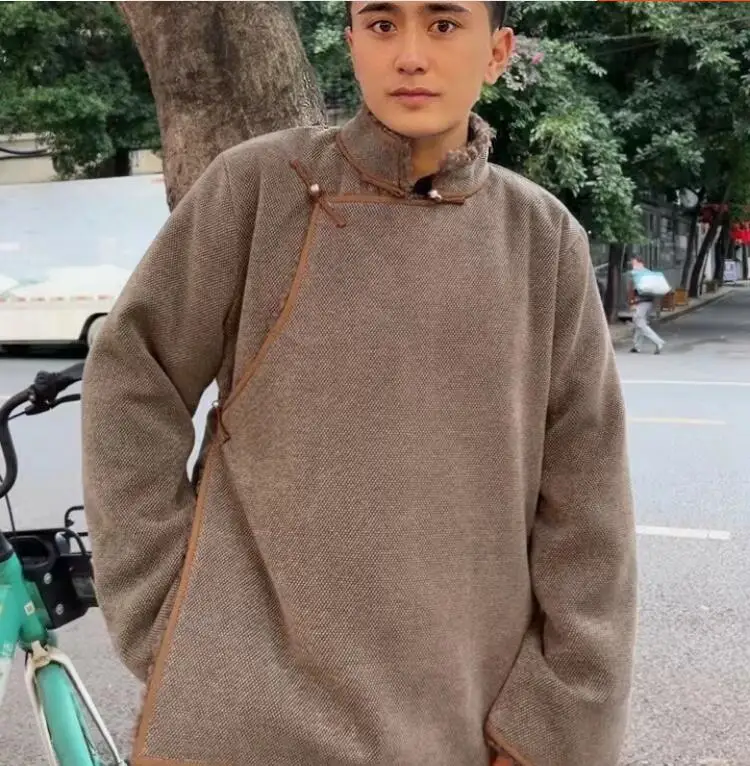 

Зимняя теплая тибетская плюшевая куртка для мужчин и женщин с длинными рукавами