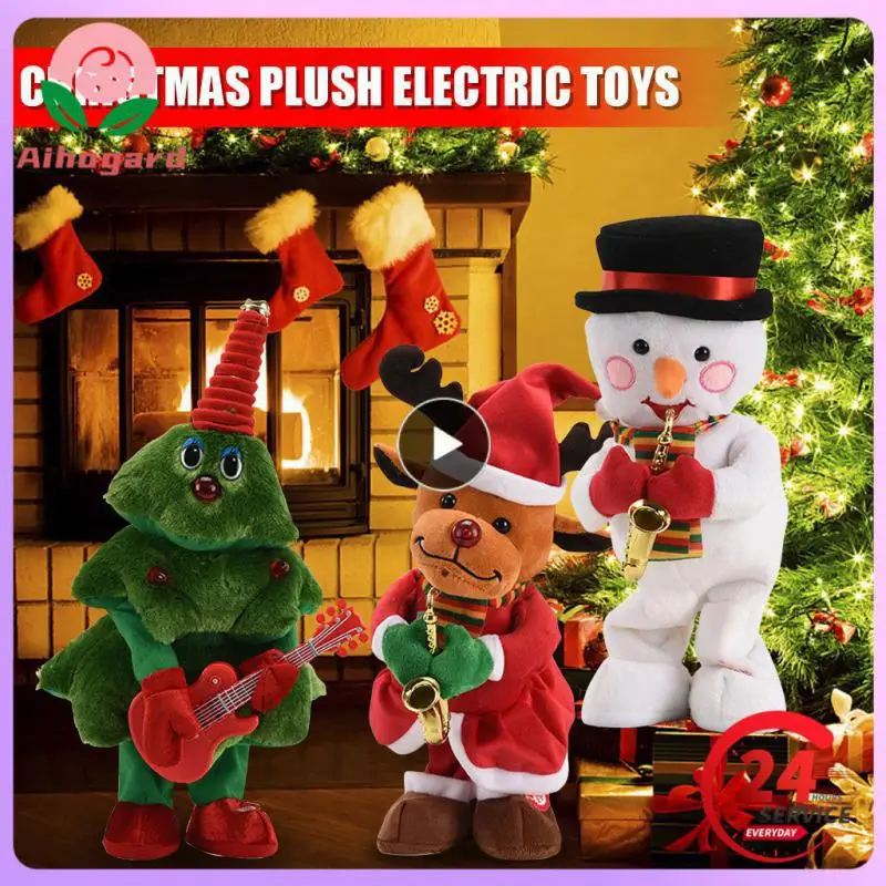 

Подарок для детей, рождественские электрические плюшевые игрушки, креативные танцевальные лось, электрическая игрушка, плюшевая кукла 44x17 см, скручивающаяся Рождественская тема, снеговик