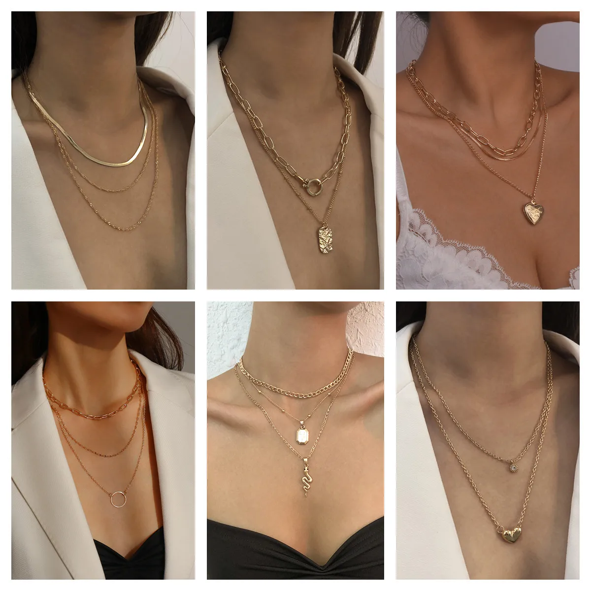 

Vintage Girls Multi Layer Link Chain Necklace Punk Goth Baroque Pearl Pendant Necklace For Women Jewelry Gifts Dropshipping