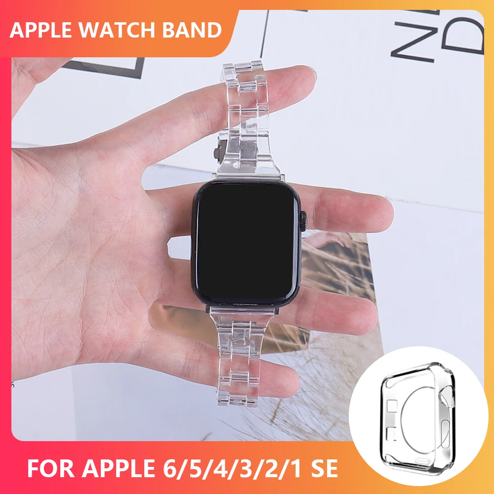 Тонкий прозрачный желеобразный ремешок для Apple Watch 44 мм 40 серии Se 7 41 45 смарт-часов