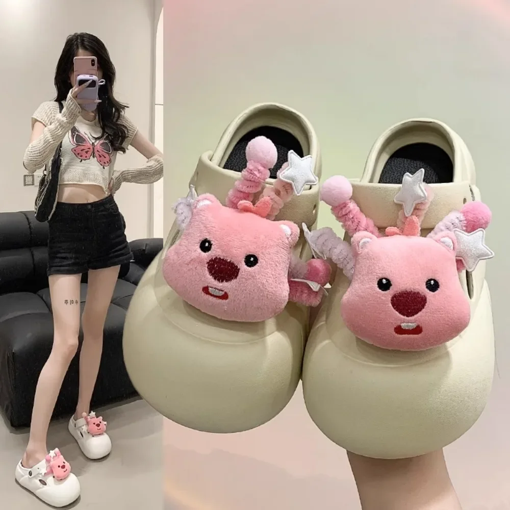Летние женские тапочки Baotou с мультяшным принтом милые Нескользящие пляжные